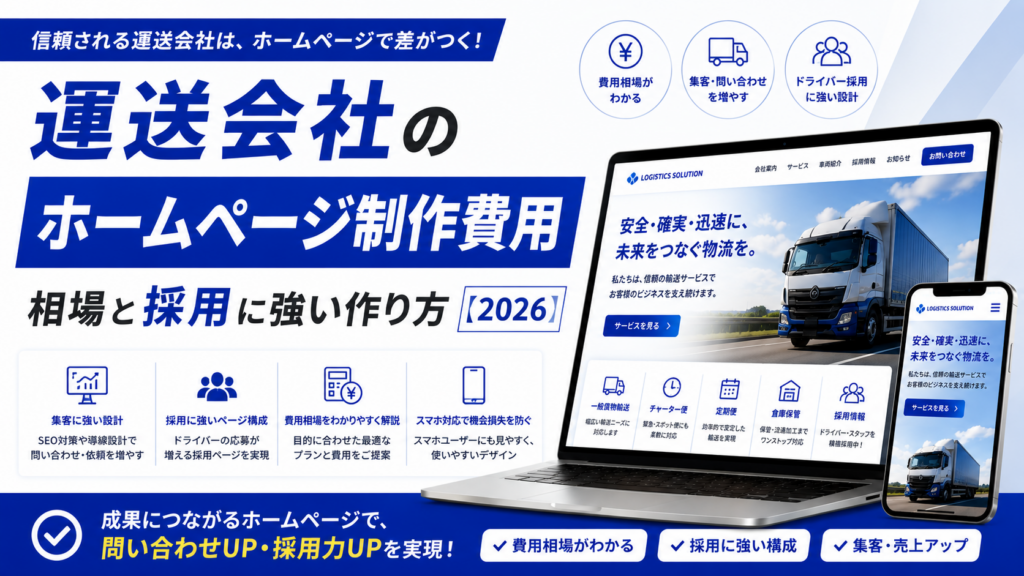 運送会社のホームページ制作費用｜相場と採用に強い作り方